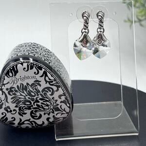 Brighton Silver Tone Crystal Heart
Dangle Earrings w/ Tin